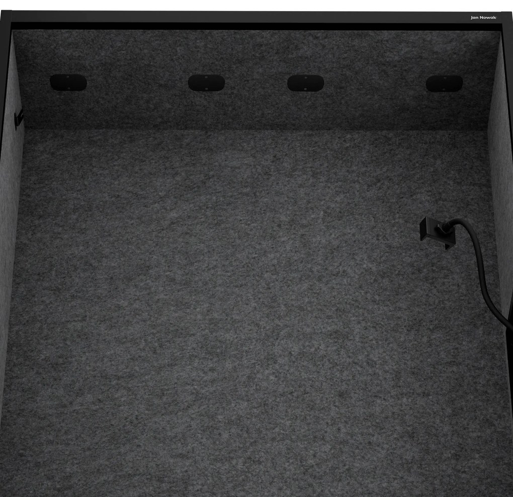 Akustická kabína SALLY MentalBox 1150 mm – čierny korpus, tmavosivé sedadlo