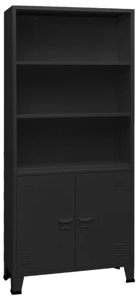 Priemyselná knižnica čierna 80x32x180 cm oceľová