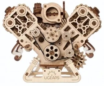 Ugears - 3D drevené mechanické puzzle Motor V8