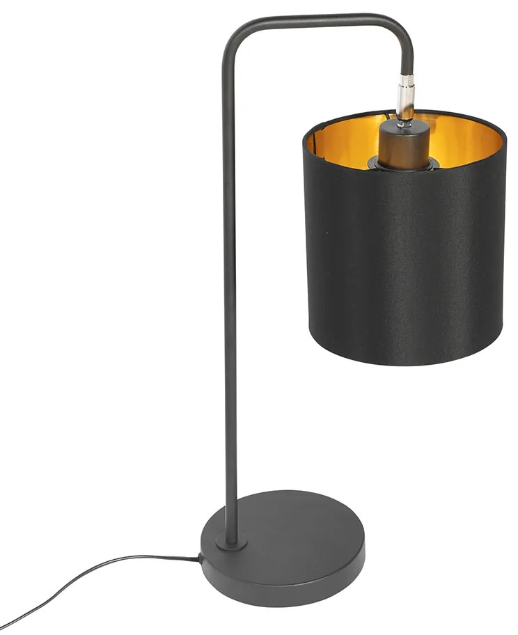 Moderná stolná lampa čierna so zlatým vnútrom - Lofty