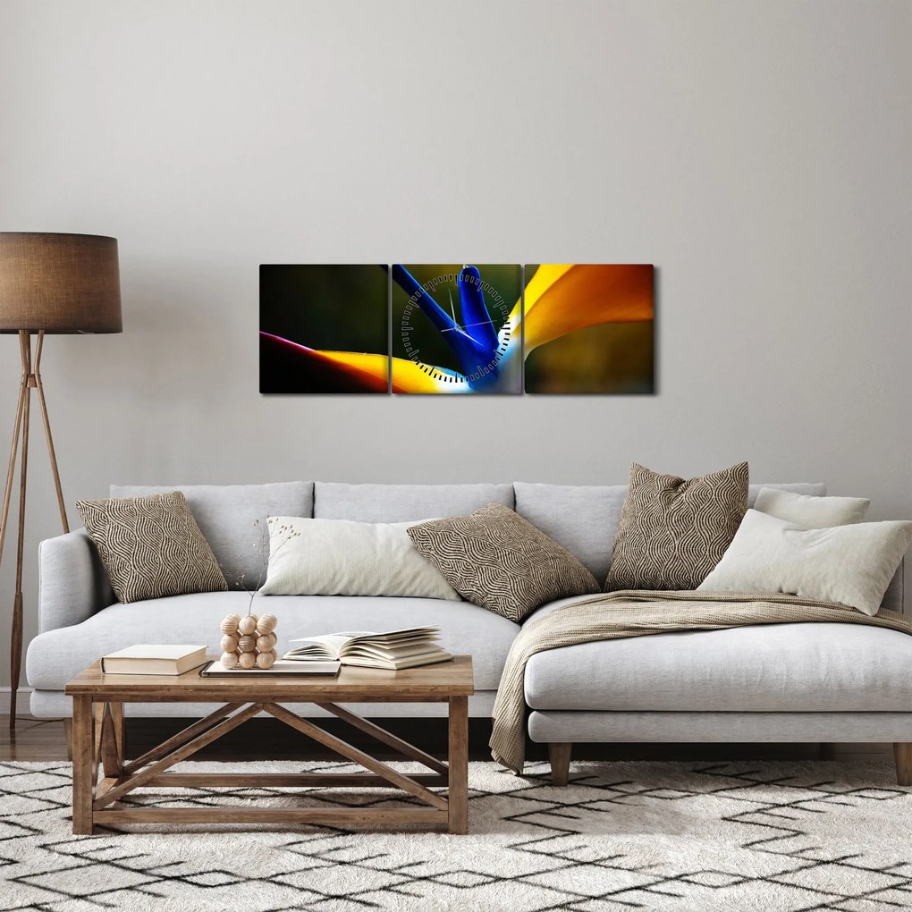Obraz - Exotický kvet (s hodinami) (90x30 cm)