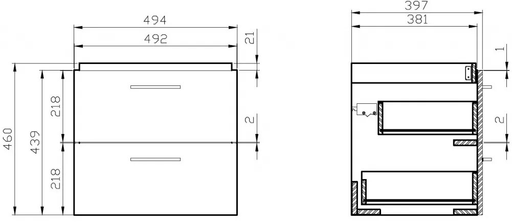 Cersanit Lara City 50, SET skrinka + umývadlo, 494x397x460 mm, biela lesklá, S801-141-DSM