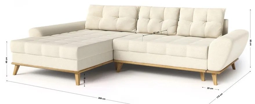 Krémová rozkladacia rohová pohovka (ľavý roh) Balitco – Ropez