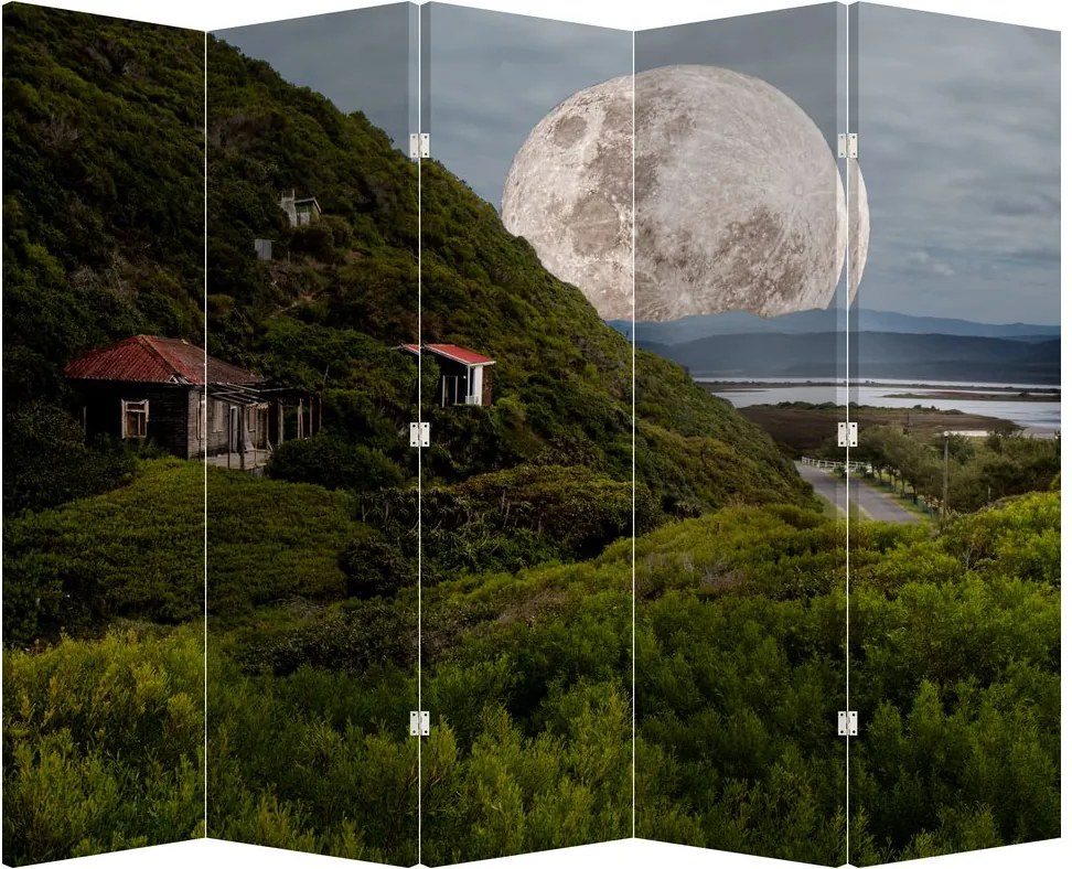 Paraván - Krajina s mesiacom (210x170 cm)