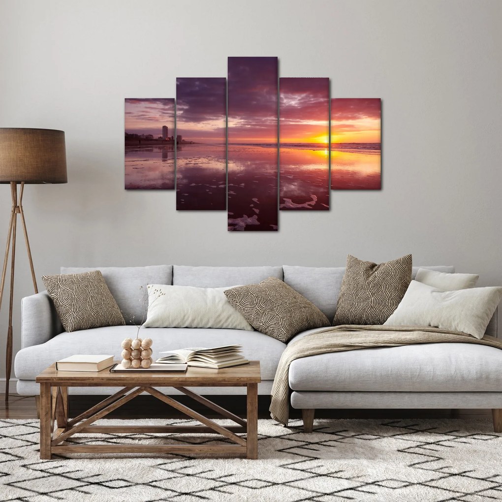 Obraz - Pláž pri západe slnka (150x105 cm)