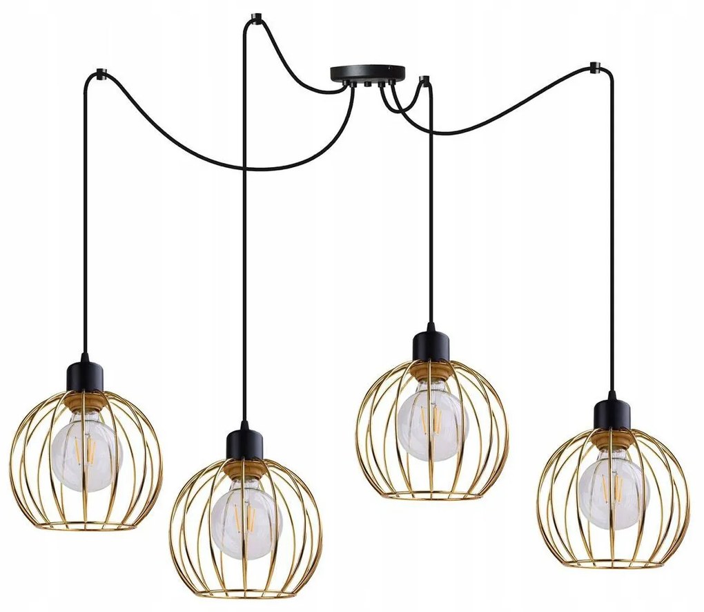 Závesné svietidlo Toronto Spider, 4x zlaté drôtené tienidlo, (výber z 2 farieb konštrukcie)