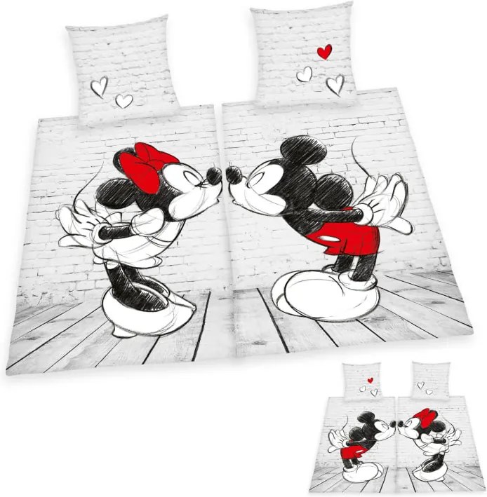 4-d. posteľná bielizeň Disney Mickey & Minnie Herding biela