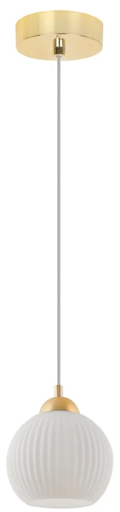 Závesné svietidlo Riffle Round, 1x biele sklenené tienidlo, g