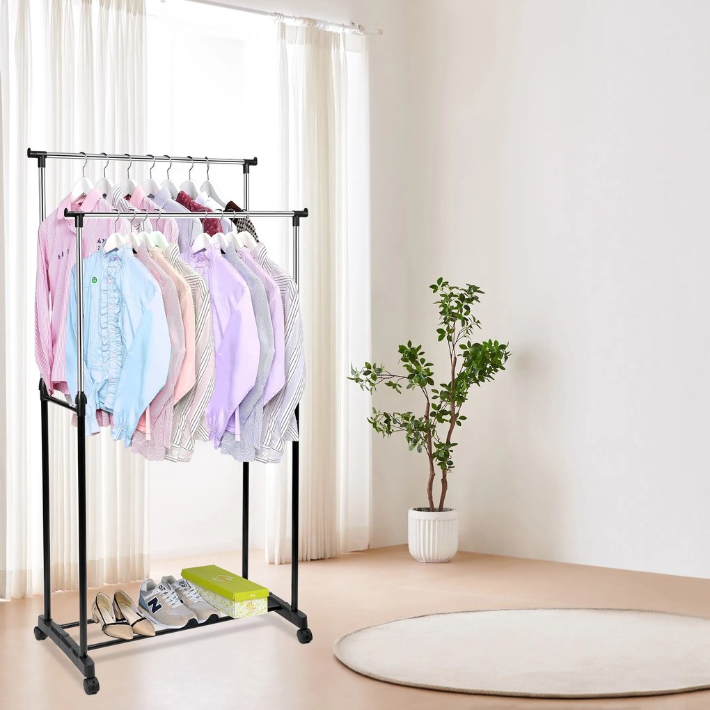 Stojan na pblečení WALERIA černý/stříbrný