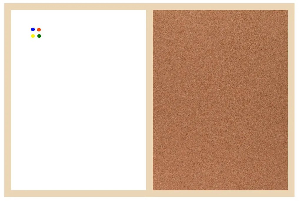 Toptabule.sk  Kombinovaná tabuľa biela v drevenom ráme + 6 farieb rámu 60x40 cm