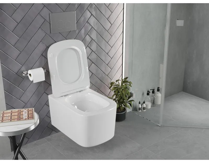 Mexen Vivo, závesná WC misa 555x370x335 mm, Rimless Tornádo, biela lesklá, 3361XX00T