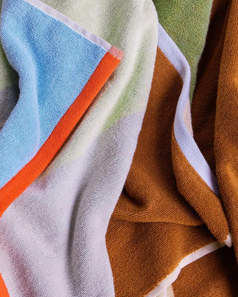Hübsch Bavlnený uterák Block Brown/Multicolour 50 x 100 cm