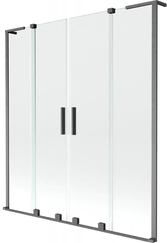 Mexen Velar L Duo, 2-krídlová posuvná vaňová zástena 140 x 150 cm, 8mm číre sklo, brúsený grafit, 896-140-003-02-66