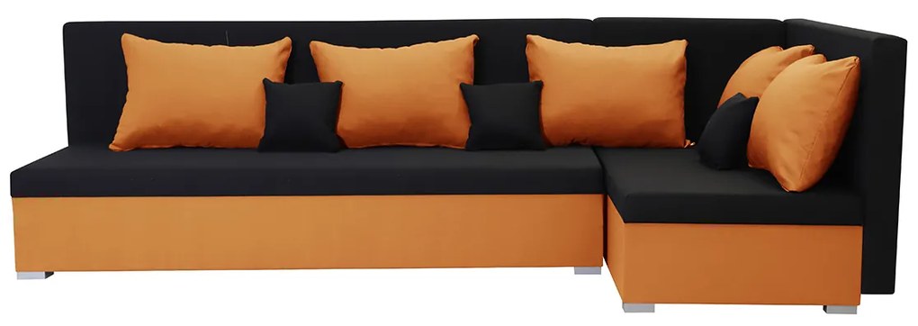 Rohová sedacia súprava s funkciou spania ARO Čierna/oranžová