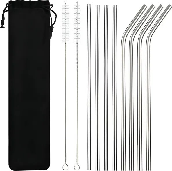 Nerezová slamky 215 mm, sada 11 ks