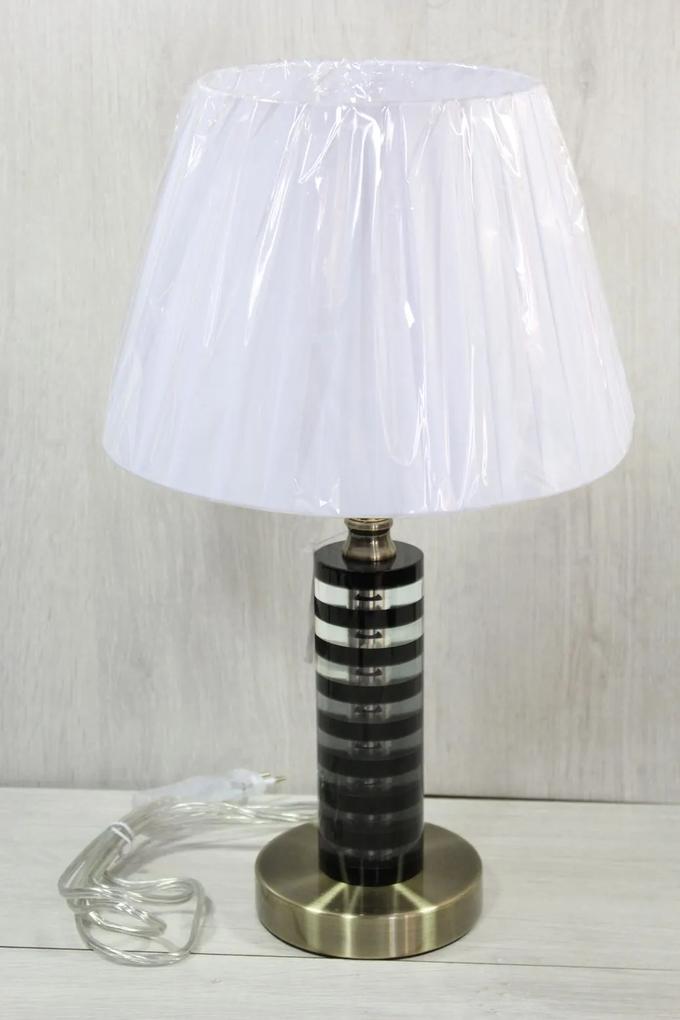 Lampa na medeno-čiernom podstavci - biela (v. 43,5 cm)