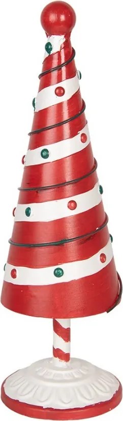 Bielo-červená kovová dekorácia vianočný stromček Christmas tree - Ø 12*36 cm