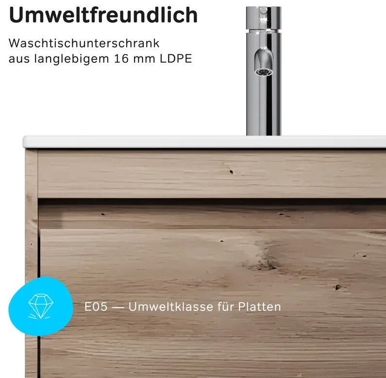 Skrinka s umývadlom 60 AM.PM Spike MPA-FHX0602HF-WCC0602WG závesná, 2 zásuvky, svetlý dub