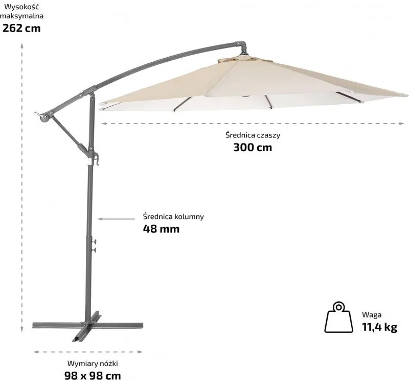 Záhradný skladací slnečník SOLIMARE 300 cm, modrý