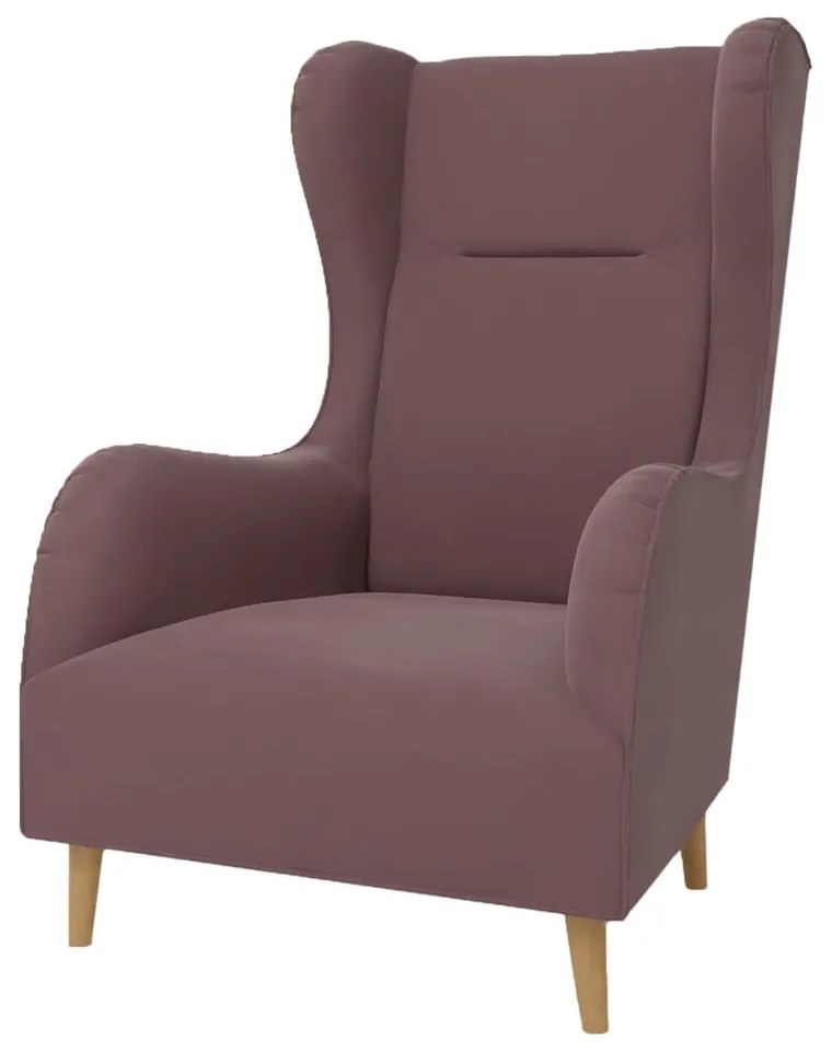 Ružové zamatové kreslo ušiak Carole – Ropez