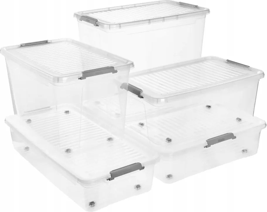 2. akosť - Úložný box s vekom a kolieskami pod posteľ, KEEEPER CLIPBOX LEO 33L, 77 x 38 x 16 cm