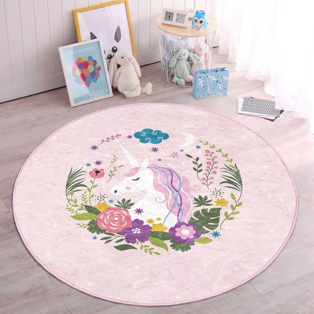 Ružový detský koberec ø 80 cm Comfort – Mila Home