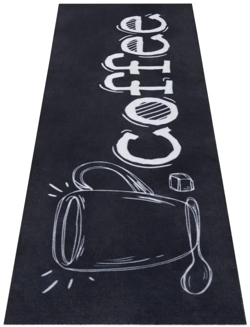 Koberec / Behúň Hanse Home Cook & Clean Runner Cup Of Coffee čierny / biely