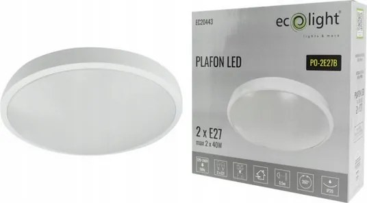 ECOLIGHT LED stropné svietidlo 2x E27 + 2x žiarovka Philips E27 10W 1055lm