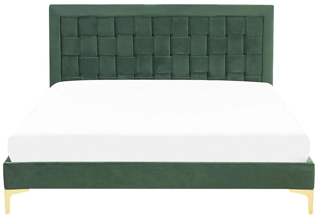 Zamatová posteľ 140 x 200 cm zelená LIMOUX Beliani