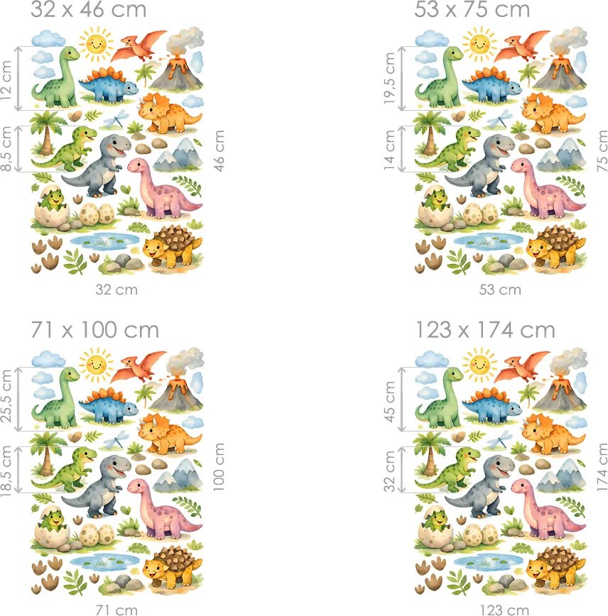 Kreslenie dinosaury textilní prelepiteľné nálepky na stenu hárok 32 x 46 cm