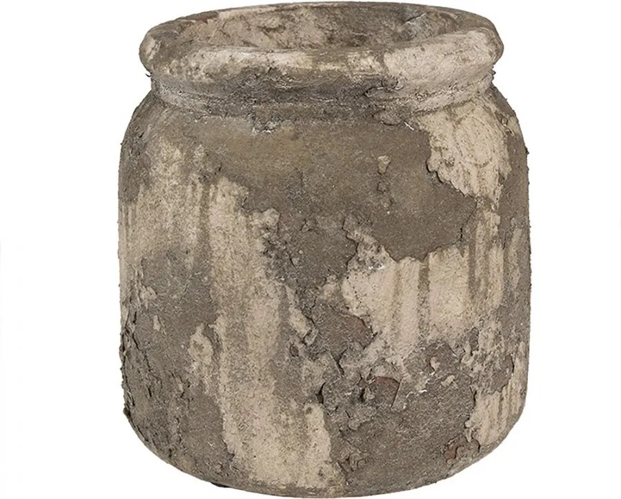 Dekoratívny béžovo-sivý antik terakotový kvetináč Teracci M - Ø 14*13 cm