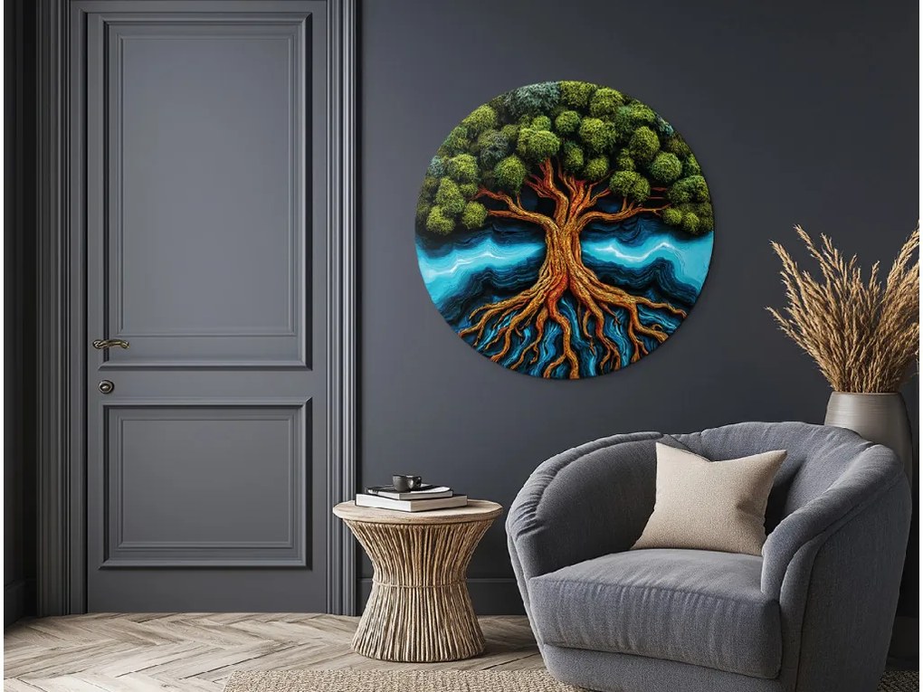drevko |  Machový strom života Zakorenenie (UV tlač)  45 x 45 cm