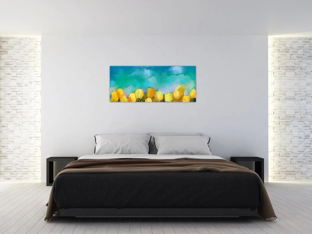 Obraz žltých tulipánov (120x50 cm)