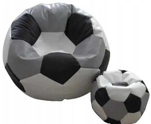 JAKS SEDACÍ VAK XXXL FUTBALOVÁ LOPTA + PODNOŽKA 100x100x60CM BIELO-ČIERNO - ŠEDÝ