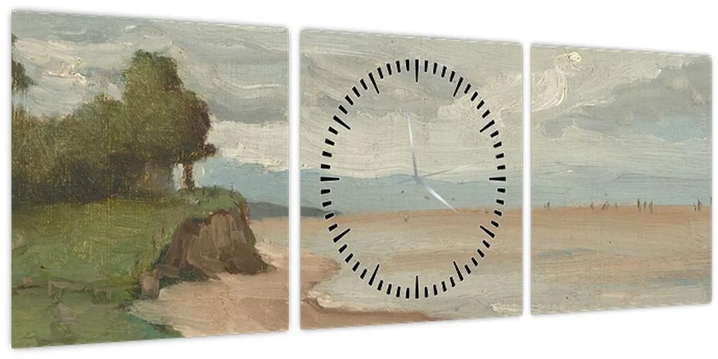 Obraz - Jean-Baptiste-Camille Corot, Beach Near Etretat, reprodukcia (s hodinami) (90x30 cm)