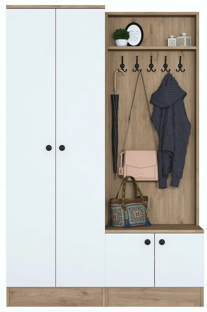 Predsieňová zostava Pone White and Walnut II