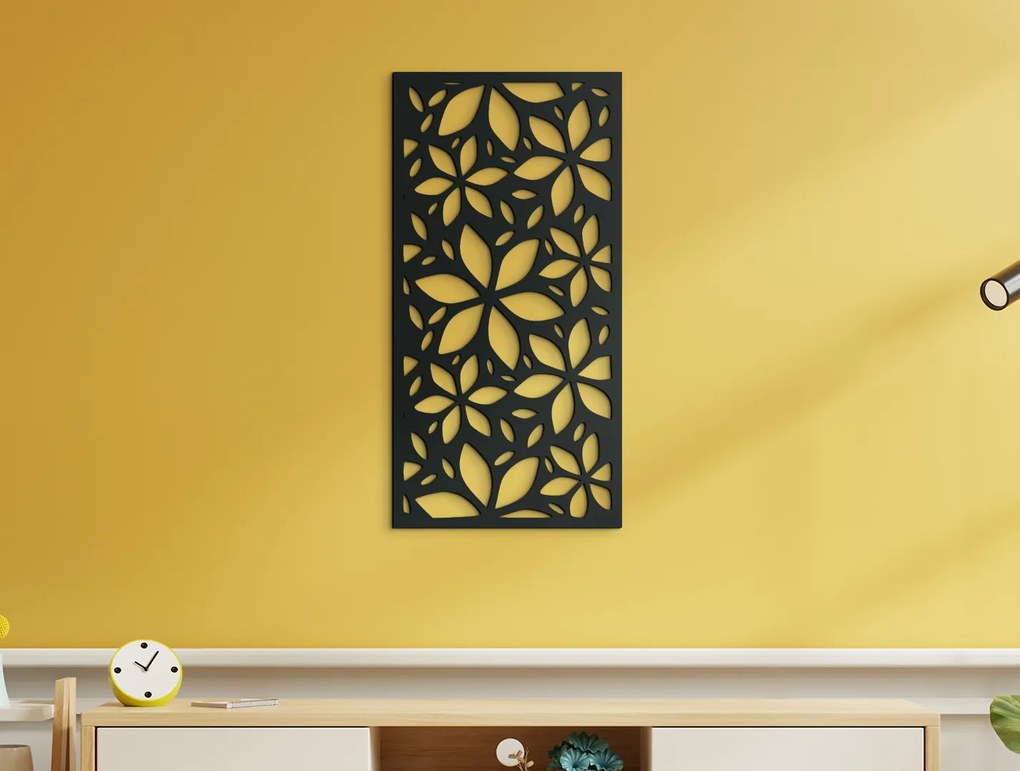 drevko Moderný obraz na stenu Rozkvitnuté kvety Rozmer obrazu: 44,5 x 22 cm, Farba dekorácie: Čierna