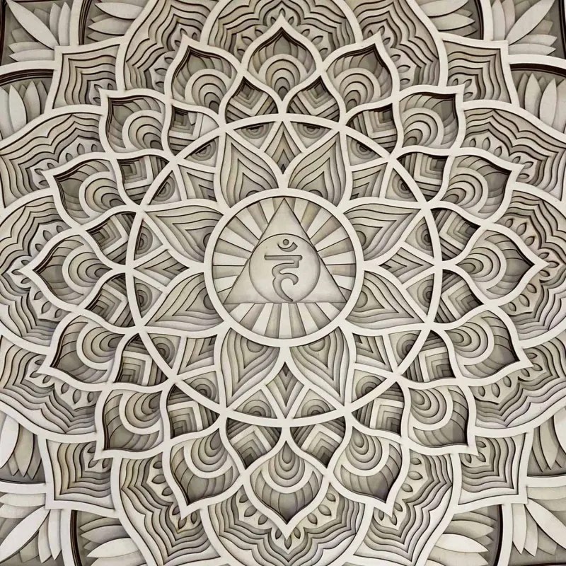 Vyrezávaná drevená 3D mandala na stenu | SENTOP PR0460