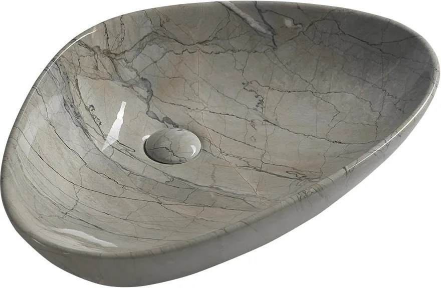 Dalma MM213 keramické umývadlo 58,5x39x14 cm, sivý mramor