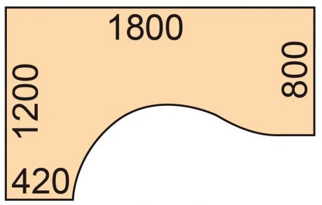 Ergonomický kancelársky písací stôl PRIMO WHITE, 180x120 cm, ľavý, biela