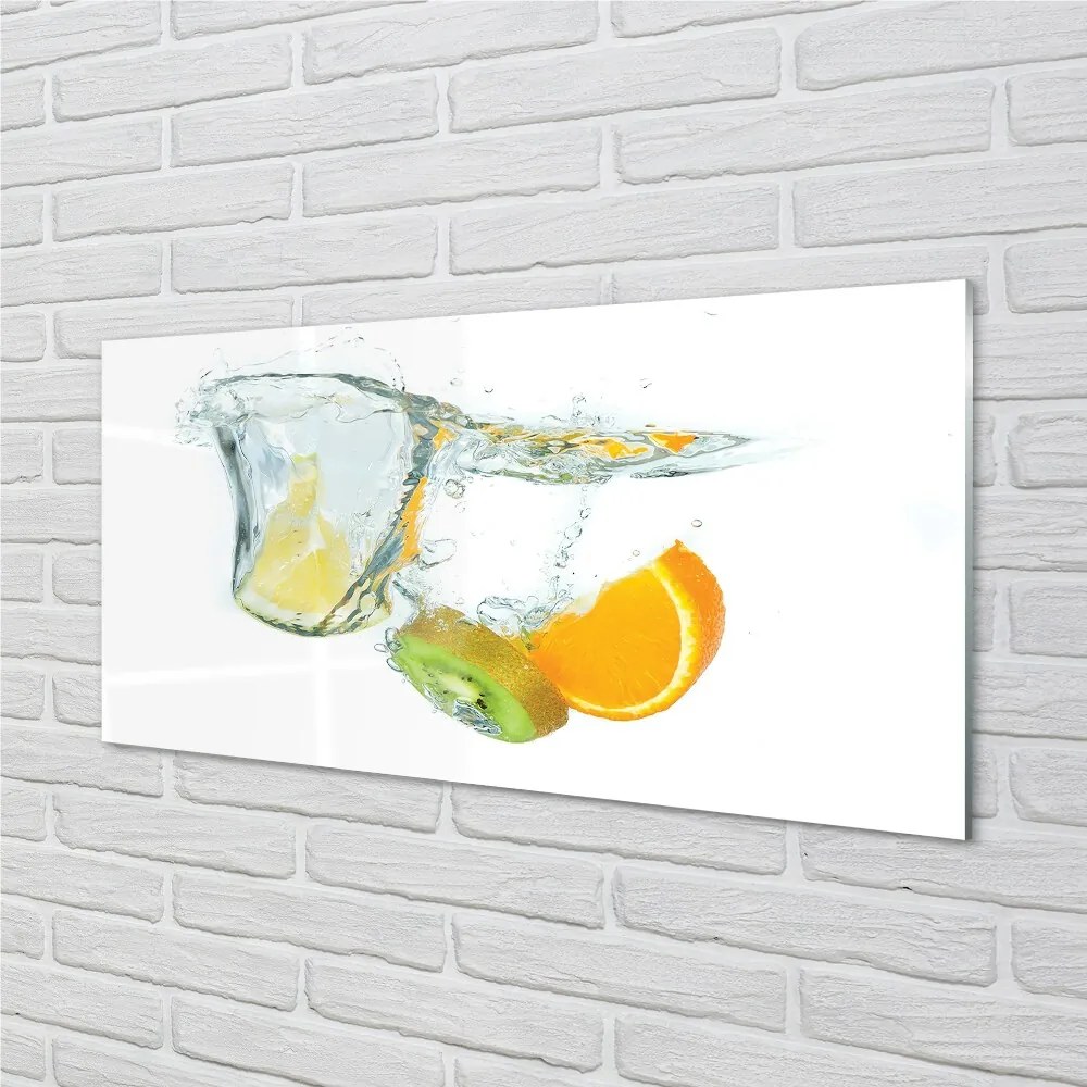 Obraz na skle Voda kiwi oranžový 125x50 cm