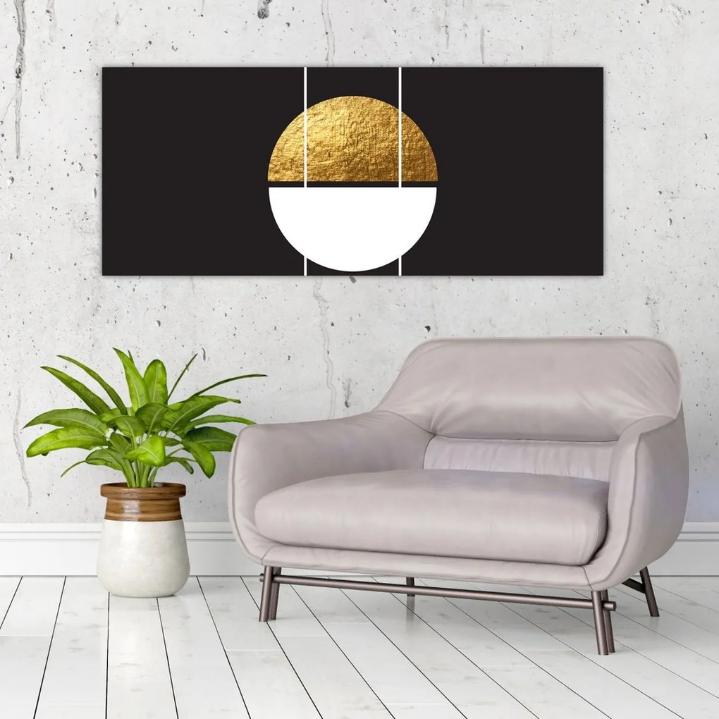 Obraz - Abstrakcia zlatá a čierna N⁰1 (120x50 cm)