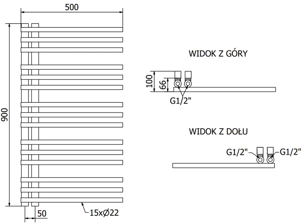 Mexen Neptun, vykurovacie teleso 900x500 mm, 291 W, chrómová, W101-0900-500-00-01