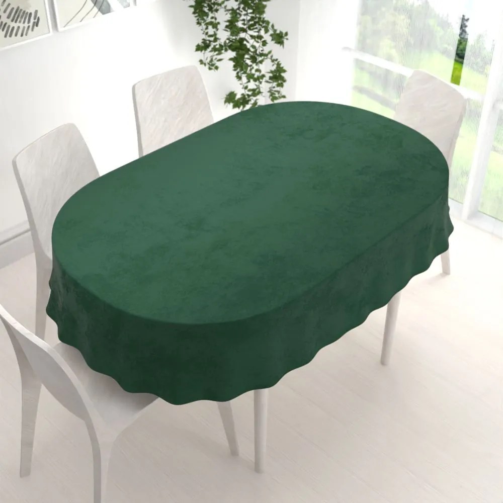 Biante Veľký zamatový oválny obrus Velvet Premium SVP-012 Zelený 260x320 cm