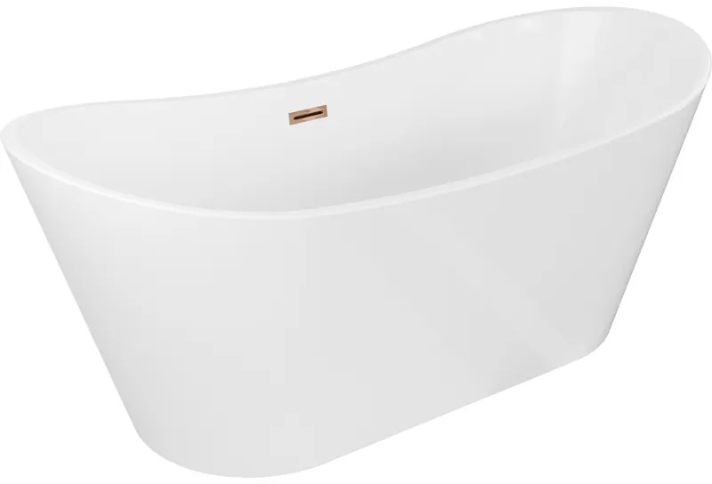 Mexen Montana, voľne stojaca vaňa 150 x 75 cm, biela, ružové zlato prepad, 52011507500-60