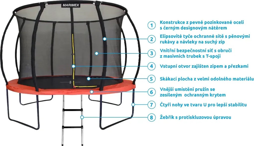 Marimex | Trampolína Marimex Premium 366 cm + vnútorná ochranná sieť + schodíky ZADARMO | 19000112