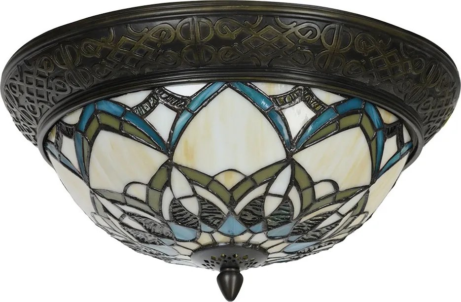 Béžovo-hnedá stropná lampa Tiffany Delafosse - Ø 37*19 cm E14/ 2*40W