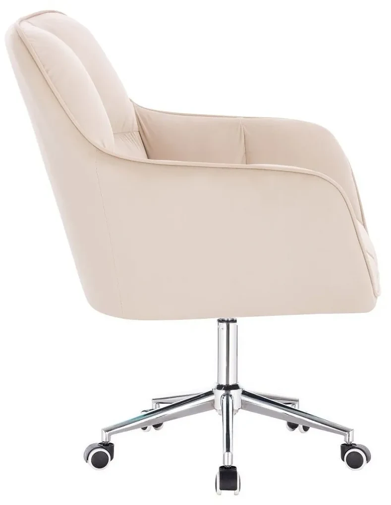 LuxuryForm DESIGN Kreslo AMALFI VELUR na striebornej podstave s kolieskami - krémové