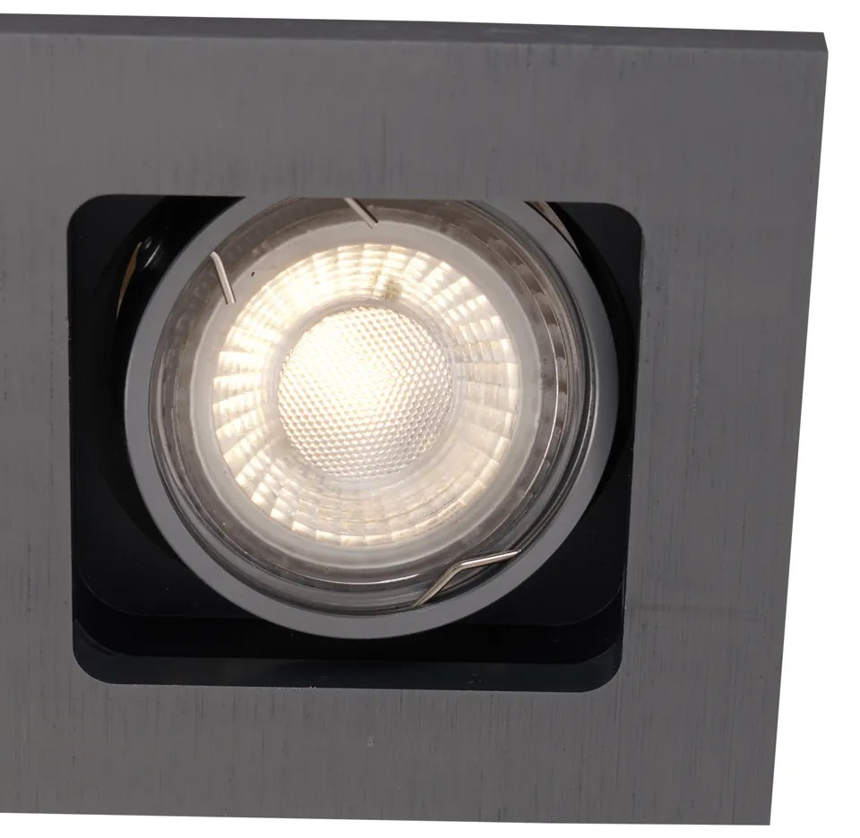 Sada 6 moderných zapustených bodových svetiel Gunmetal GU10 50mm okrúhle naklápacie - Qure