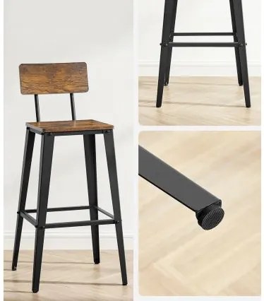 Sada 2 ks barových židlí Vasagle Kori hnědá/černá